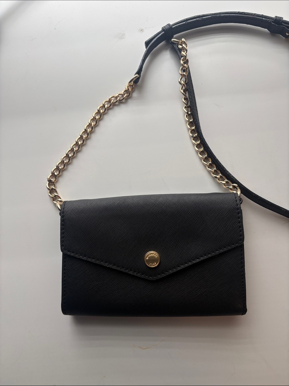 Michael Kors Black Crossbody Wallet with Gold Chain Strap